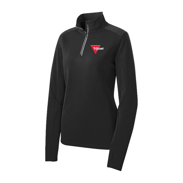 Black quarter zip with red and white Trijicon logo on the left chest