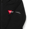 Image of a black jacket with detachable hood and Trijicon logo