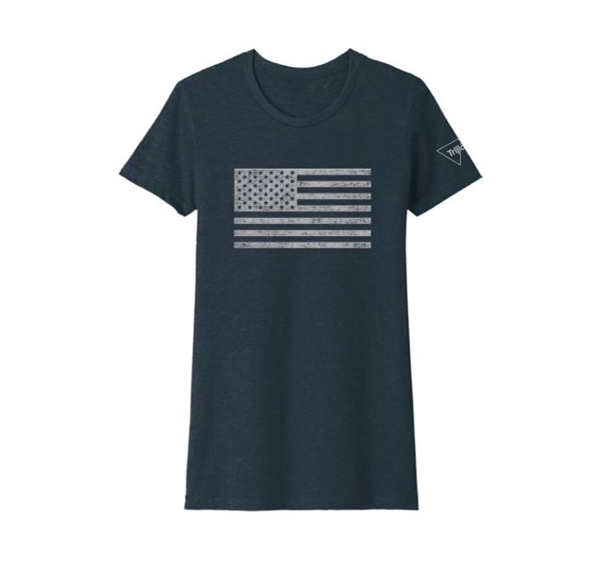 Image of a Midnight Navy tee with a Trijicon logo on it