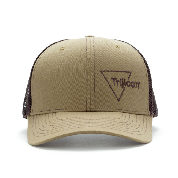 Image of a Brown/Tan Hat with a Trijicon logo on it