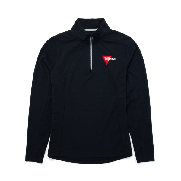 Black quarter zip with red and white Trijicon logo on the left chest