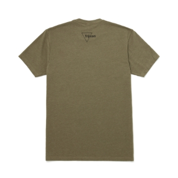 Military Green tee with service rifle and trijicon logo on front in black print