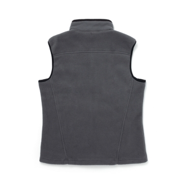 Charcoal Eddie Bauer Mens Fleece Vest with white Trijicon logo on the left chest