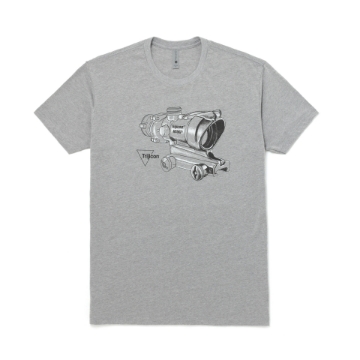 Grey tee with Trijicon acog scope in black print