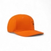 Side angle view of Trijicon Blaze Orange Hat showing the flat brim and partial front logo embroidery