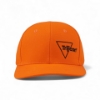 Front view of Trijicon Blaze Orange Hat with structured crown, flat brim, and black embroidered Trijicon logo centered on the front.