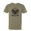Olive t‑shirt with eagle graphic holding a rifle and “Made in the USA” banner