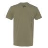 Back view of olive t‑shirt with small logo centered below the collar