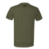 Back view of military‑green t‑shirt with small logo centered below the collar