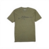 Military‑green t‑shirt with line‑art rifle graphic on the front