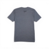 Back view of charcoal‑gray t‑shirt with small logo centered below the collar