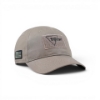 Side angle of khaki cap with American flag patch detail