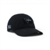 Side angle of black cap with American flag patch detail