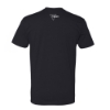 Back view of black Trijicon UNMATCHED Tee with white Trijicon triangle logo below the collar