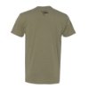 Back view of light olive Trijicon UNMATCHED Tee with black Trijicon triangle logo below the collar