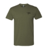 Front view of military green Trijicon Tactical Wolverine Tee with left chest Trijicon logo
