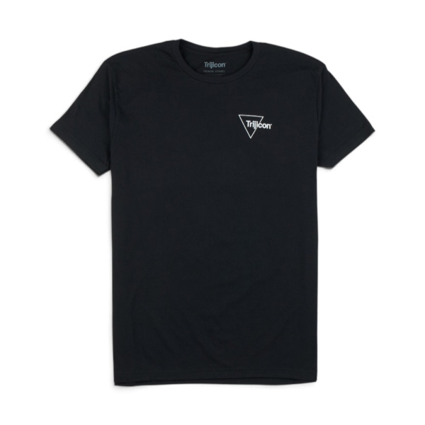 Front view of black Trijicon REAP-IR Tee with Trijicon triangle logo on left chest