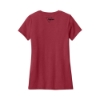 Back view of heathered red Trijicon Women's Wordmark Tee with black Trijicon triangle logo below the collar