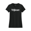 Front view of black Trijicon Women's Wordmark Tee with white Trijicon logo