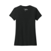 Back view of black Trijicon Women's Wordmark Tee with white Trijicon triangle logo below the collar