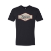 Front view of black Trijicon Script Tee with distressed heritage-style Trijicon graphic